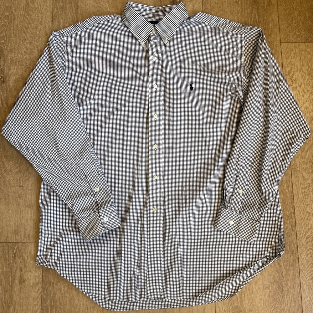 Polo Ralph Lauren Men's Long Sleeve Button-Down Tilden Shirt XL Black Check EUC